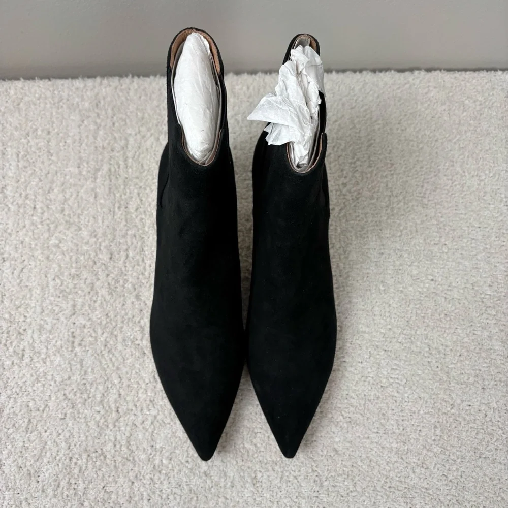 Joie Boots 39.5‎ (9.5) black Ralti Suede Leather Ankle Heeled Pull On Bootie